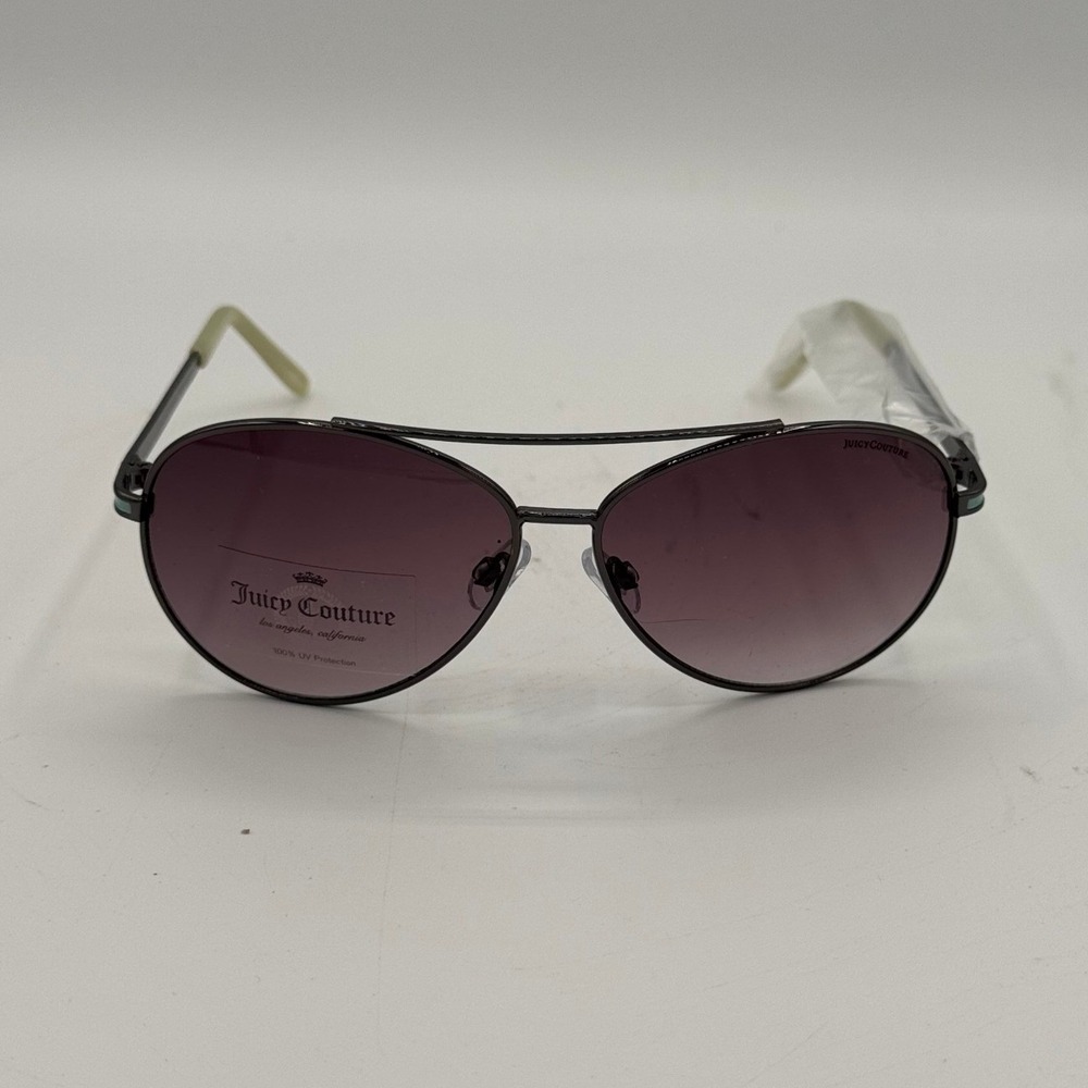 Juicy Couture Black Metal Aviator Sunglasses Purple Gradient Lens UV Protection